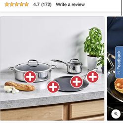 Hexclad 4-piece Hybrid Cookware Set