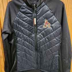 Arizona Coyotes Utah Hockey Club Black Antigua Womens Puffer Jacket Size Large NWT 