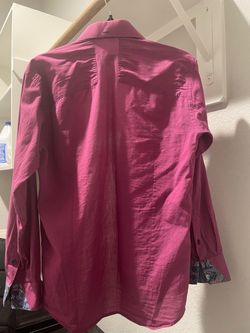 Men's Pink Long Sleeve Button-Up Shirt