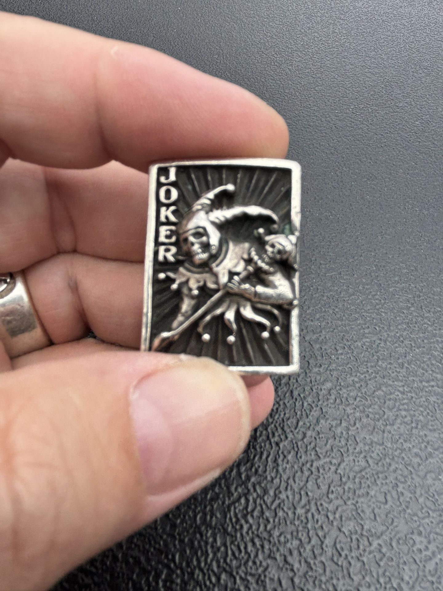 Nice! Mens Sterling Silver Joker Ring