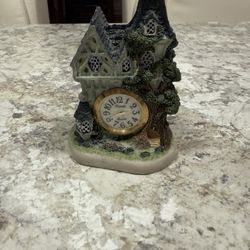 Vintage Pierre Nicol Miniature Cottage Quartz Mini Clock With New Battery
