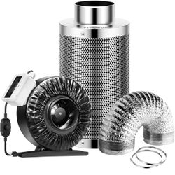 6” Fan with 6” Carbon Filter, Air Filtration Combo for Grow Tent Ventilation