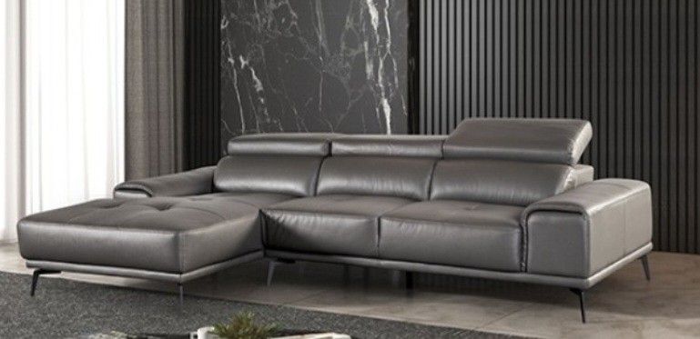 Brand New Grey Leather Modern Style Sectional Sofa 