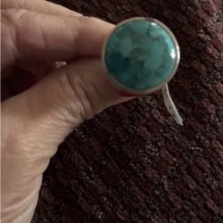 Vintage BARSE .925 Silver Vintage Heavy Large Turquoise Ring Sz 6.5 Unisex