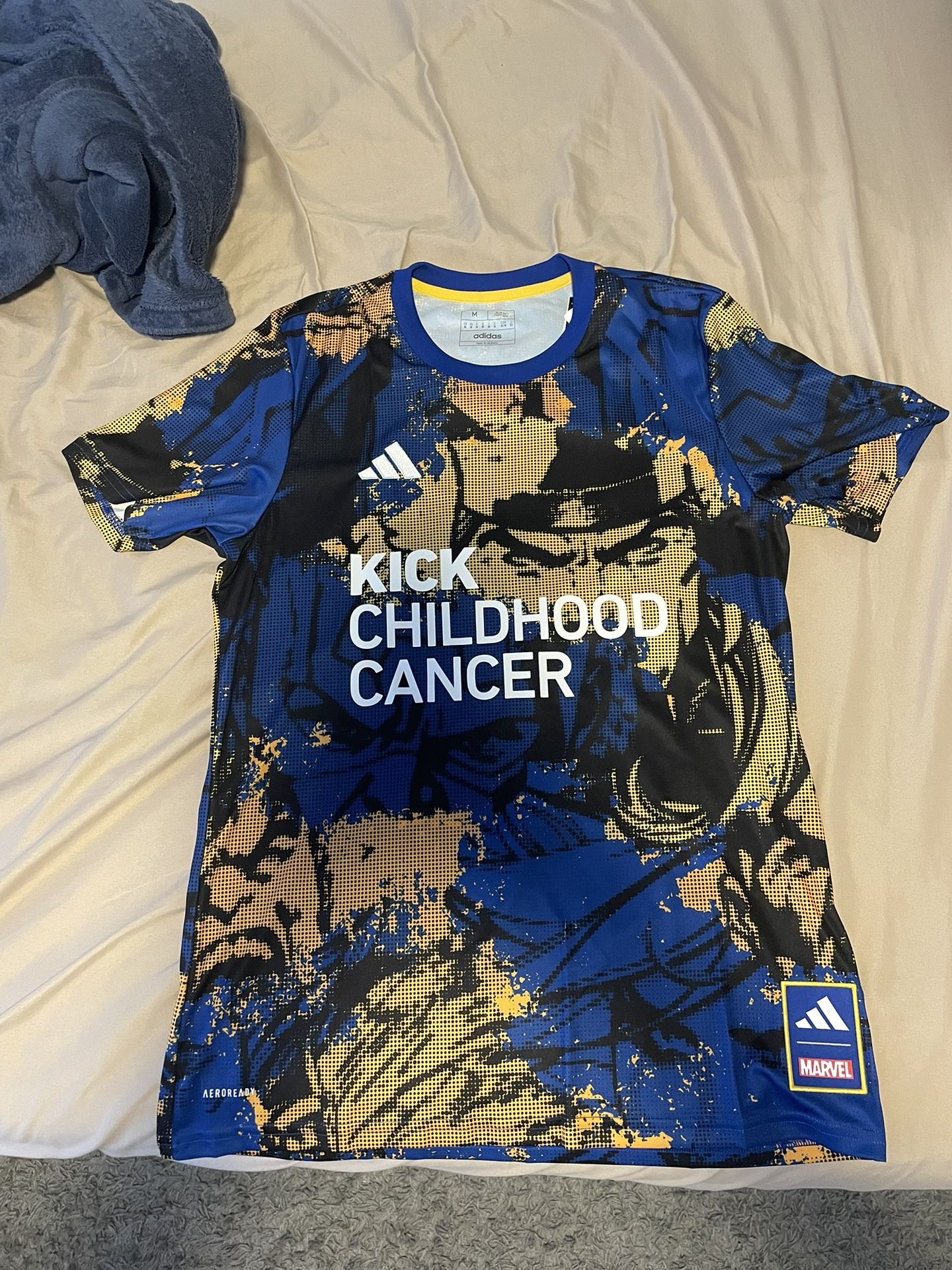 adidas MLS PRESHI KCC Soccer Jersey Blue/gold, Size:M, Slim Fit