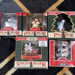 Vintage Coca Cola Polar Bear Christmas Ornament Lot