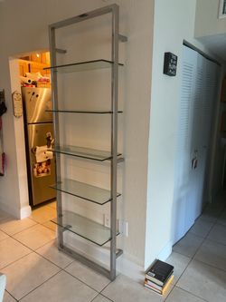 Modern Polished Metal & Glass Étagère Display Shelving Unit
