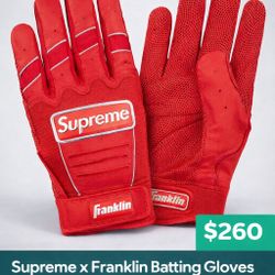 Supreme x Franklin Batting Gloves – Red – Size Medium – Brand New