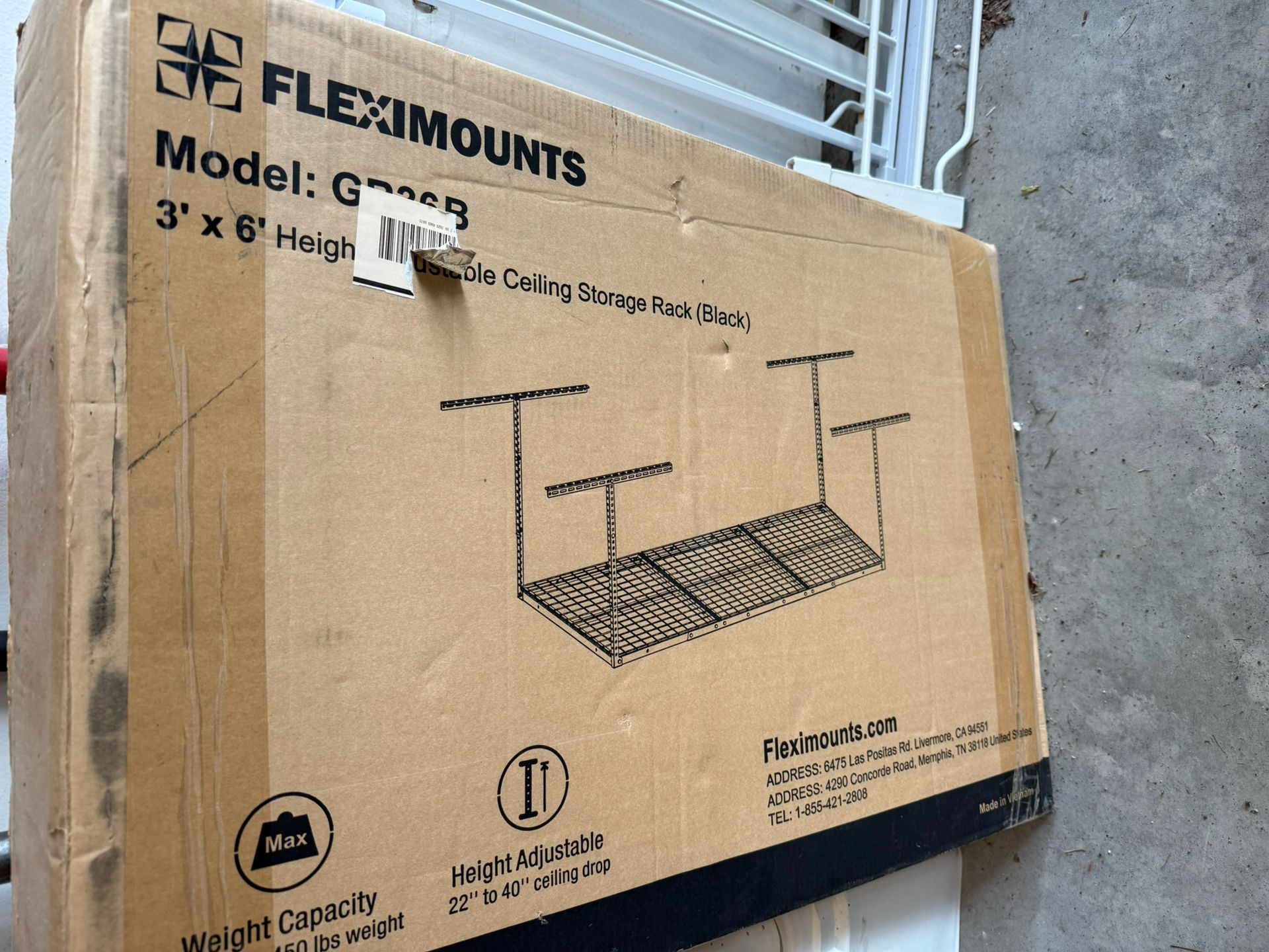 Fleximount 3x6 Black Ceiling Mount Storage Rack