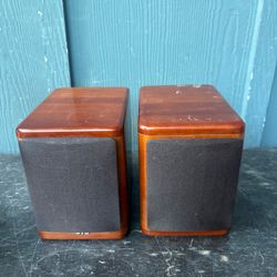 JVC Cherry Wood Mini Bookshelf Speakers Pair SP‑UX7000 Japan – Working