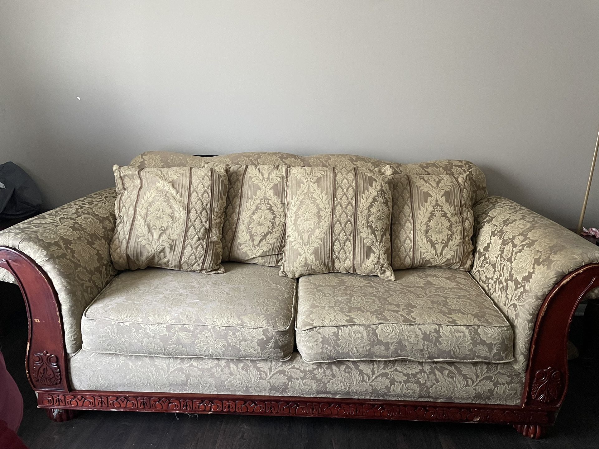 Vintage Couch and Loveseat With Two end Tables