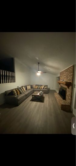 Large Gray L-Shaped Sectional Sofa
