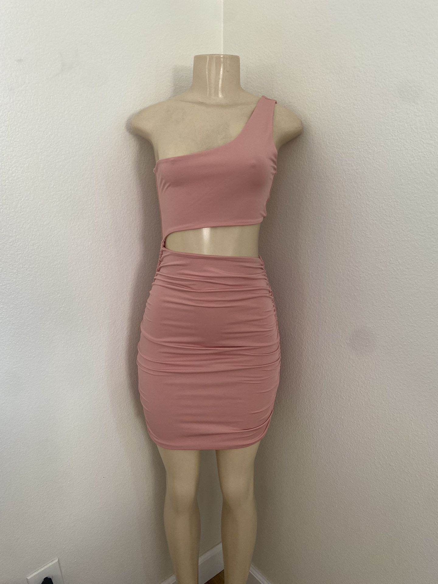 Shein One Shoulder Pink Dress - Size Medium 