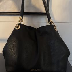 Authentic Large Michael Kors Pebbled Black Leather Handbag