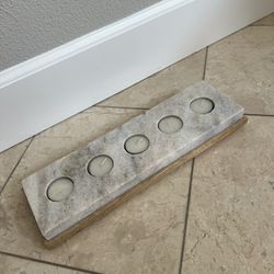 Marble and Wood Tealight Candle Holder Tray