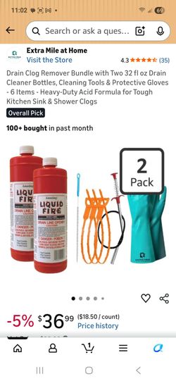 Liquid fire drain clog remover one 32 oz bottle