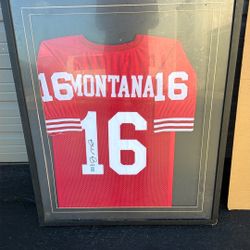 Signed Joe Montana Jersey In Frame