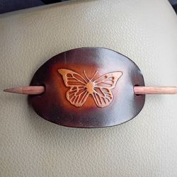 Leather Butterfly Imprinted Hair Piece