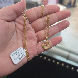 14k Firgaro Necklace With Mary And Jose Pendant 