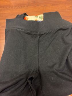 Black Leggings with Floral Waistband