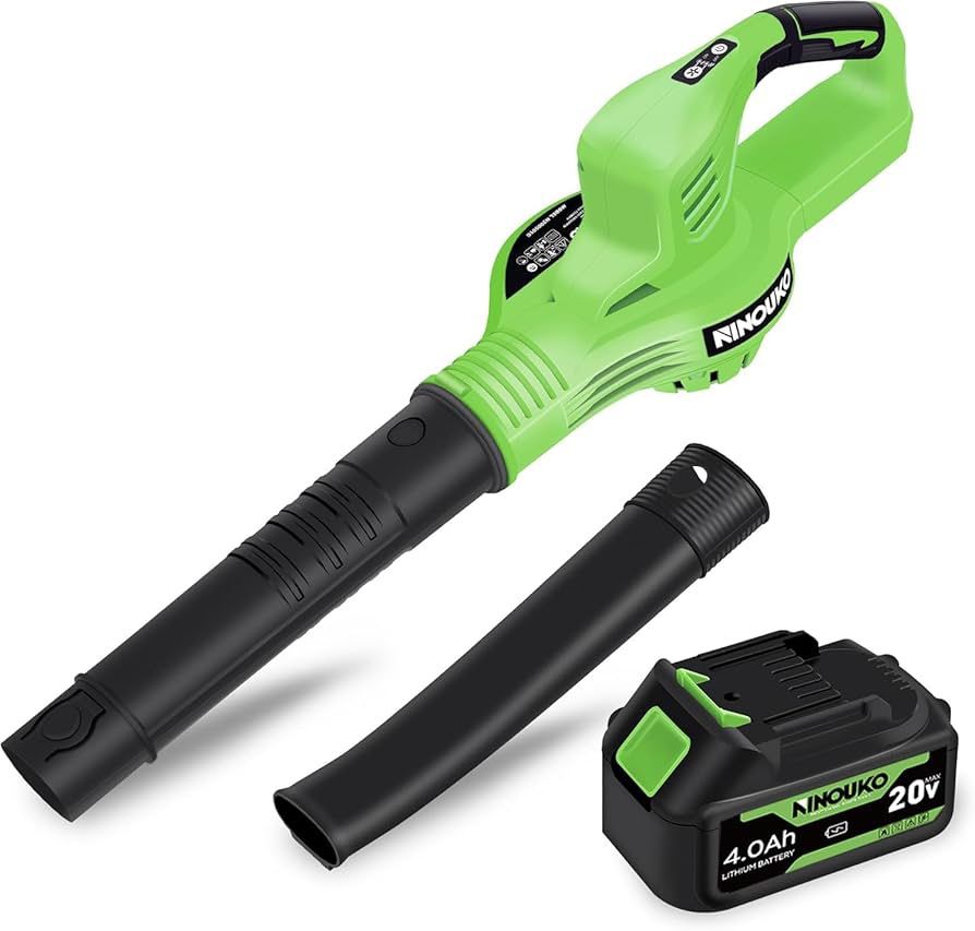 Leaf Blower Cordless, 20V Electric Cordless Leaf Blower with 4000mAh Battery and Charger, 2 Speed Modes, Lightweight Battery Powered Leaf Blowers for