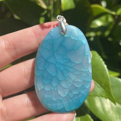 Silver Plated Blue Agate  Pendant