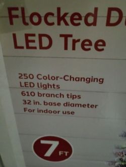 New!! 7ft (7 Ft) Pre-lit (Prelit) Flocked Christmas Tree