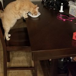 Square Dark Brown table with chairs.