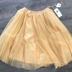 Layered A-Line TuTu Dark Champagne Colored Elastic Waistband Skirt SIZE LARGE