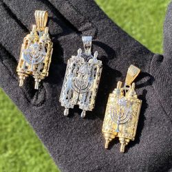 Gold Torah Pendants w/ Diamonds