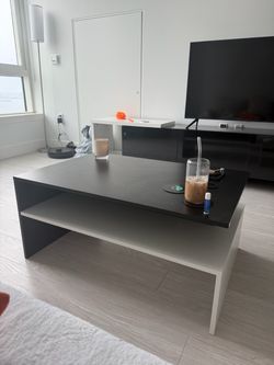 Two-Tone Coffee Table with Lower Shelf