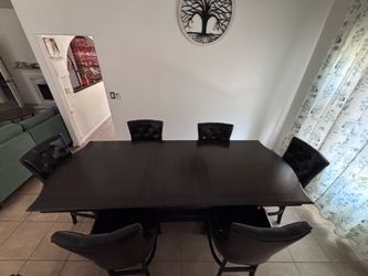 Dining Table Counter Height Dark Coffee Brown Elegant Dinner