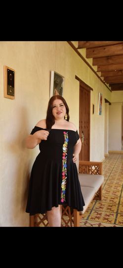 Vestido Bordado En Tela Strech   Mexican Dress Xl/1xl
