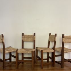 Vintage French Provincial Charlotte Perriand Style Dining Chairs 