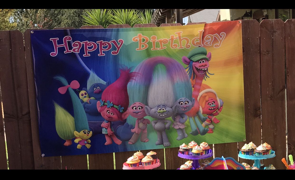 Trolls Happy Birthday Banner