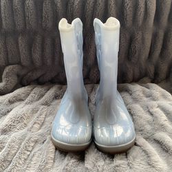 Light Blue Glitter Rain Boots