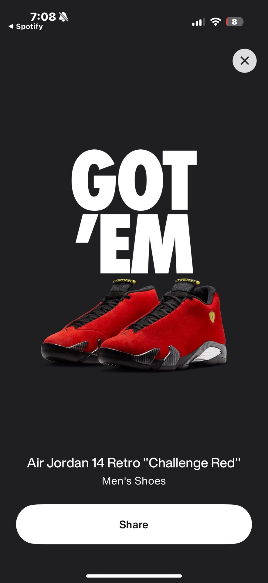 Jordan Retro 14 Ferrari Size 10.5