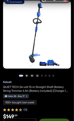 Brand New Kobalt QUIET TECH 24V String Trimmer