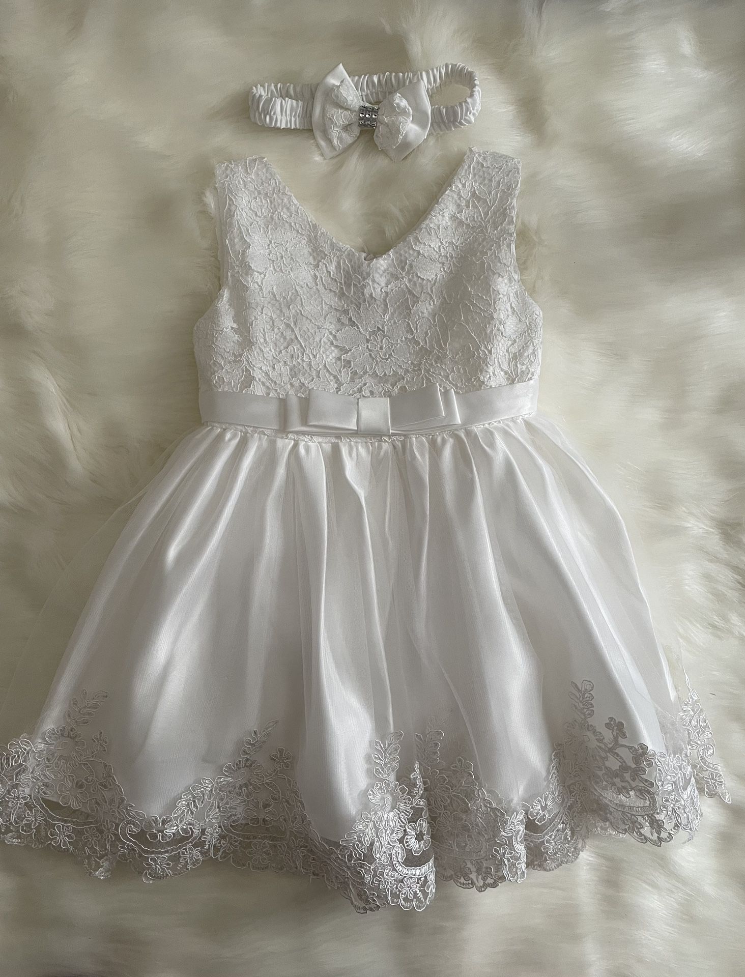 Baby Girl And Toddler Birthday Wedding Christening Baptism Dress NEW 18M White