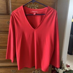 Red Blouse V neck  Xl