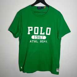 Polo Ralph Lauren 1967 Athletic Department T Shirt Mens Large Green