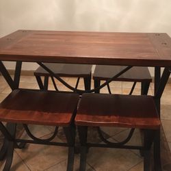 Farm House Dinning Table With 4 Stool Chairs