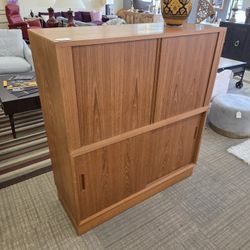 Danish Teak Tambour Door Cabinet