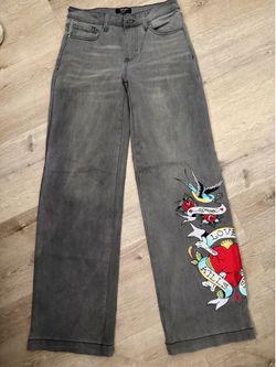 Grey Ed Hardy low rise jeans