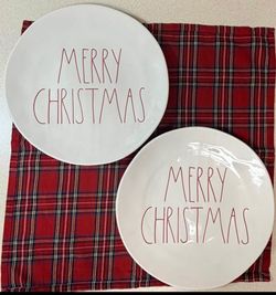 Set of 2 Christmas plates 10” Rae Dunn
