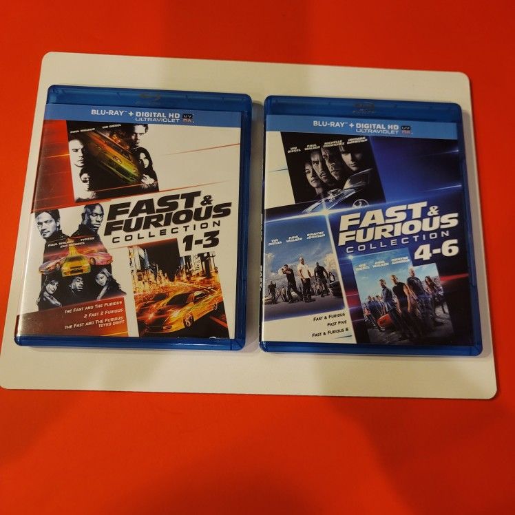 $20 BLU RAY FAST & FURIOUS COLLECTION. 1 THRU 6.  $20  OR TRADE FOR A MOVIE TITLE I DO NOT ALREADY OWN. 