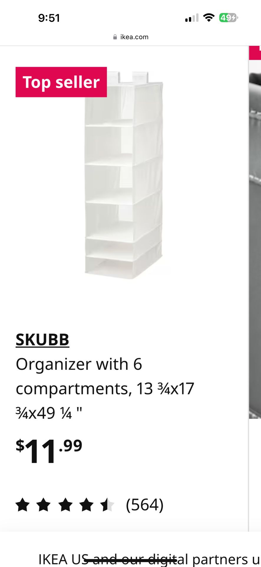 Ikea Closet Organizer With 6 Compartments