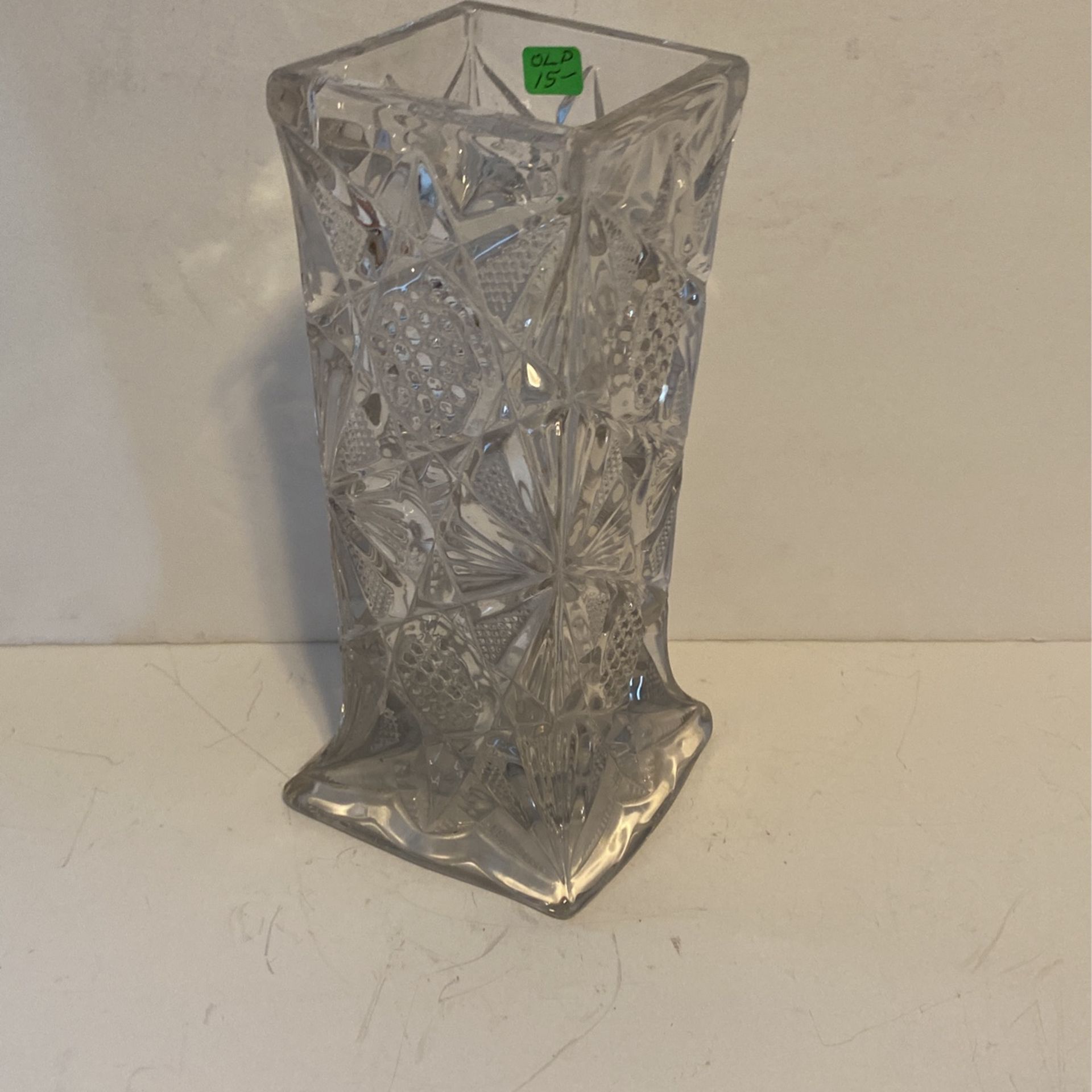 Vintage Heavy Glass vase. 9 1/2 half inches.