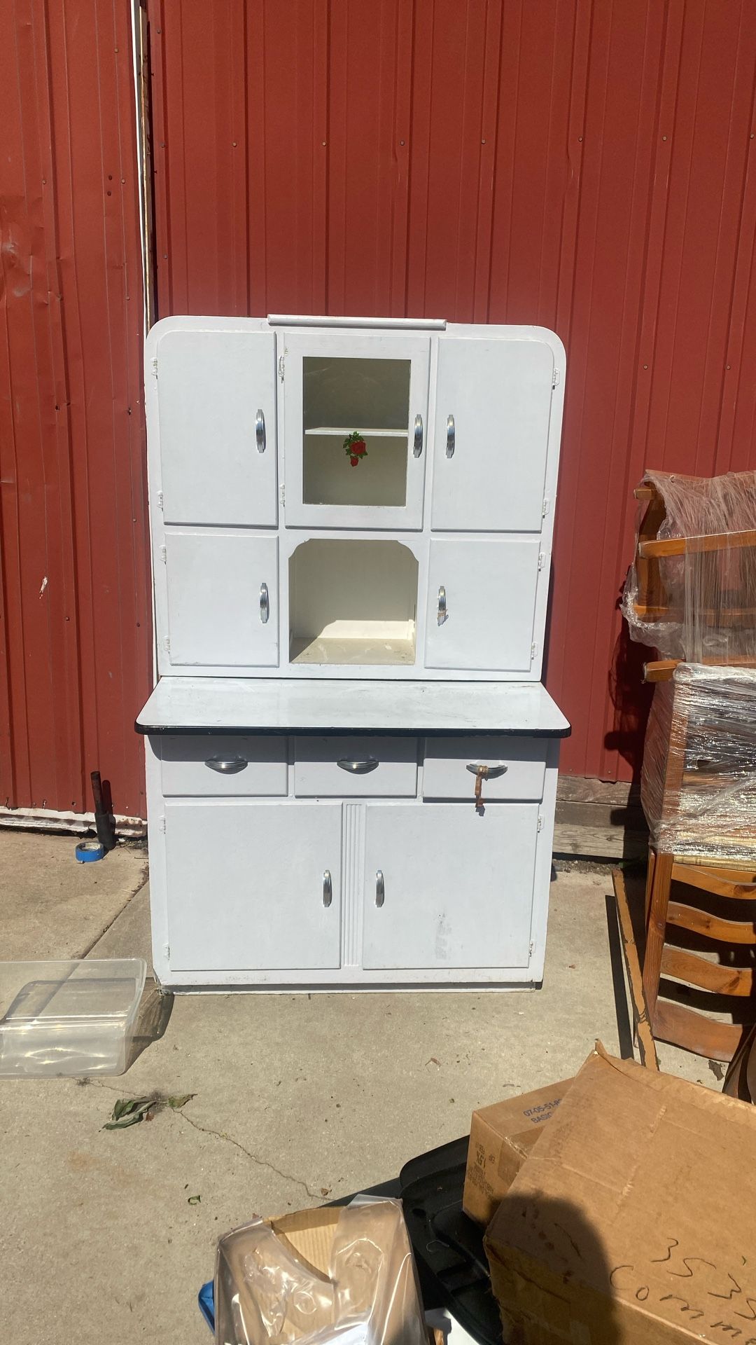 1920s two piece cabinet set Hoosier Caninet