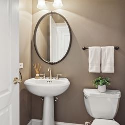 Mirror, Light, Towel hangers and tissue roll